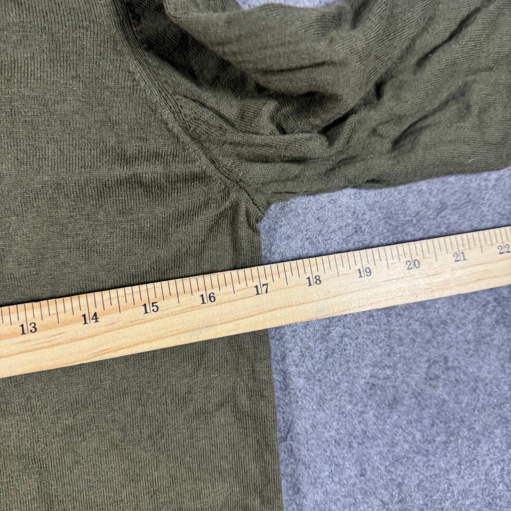 Quince Sweater Womens Medium Olive Green Cotton Cashmere Blend Crewneck Ribbed - Picture 6 of 8